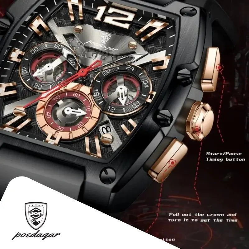 Poedagar Uhr einstellen mit Krone und Drückern