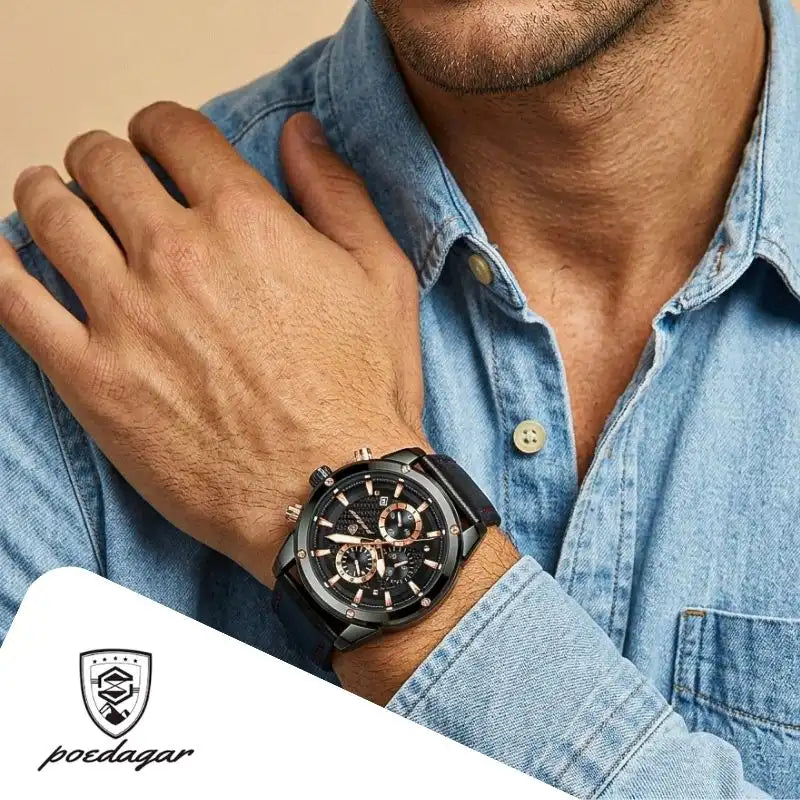 Sieben Poedagar Herren Chronographen im Vergleich